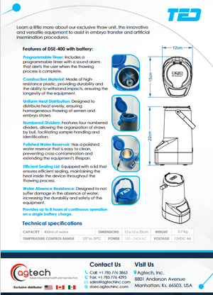 EMBRYO AND SEMEM DEFROSTER DSE-400 WITH BATTERY SILVER AND BLUE