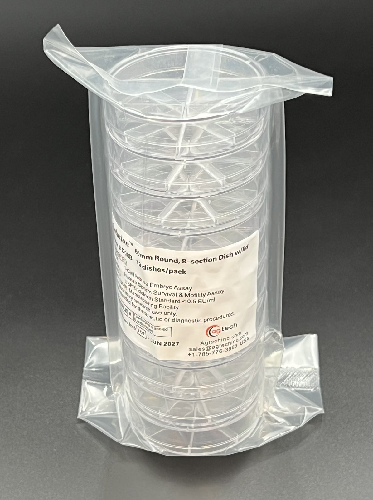 Solution™ Dish, w/Lid, Round, 8 Section, 60x15mm, 10/pk