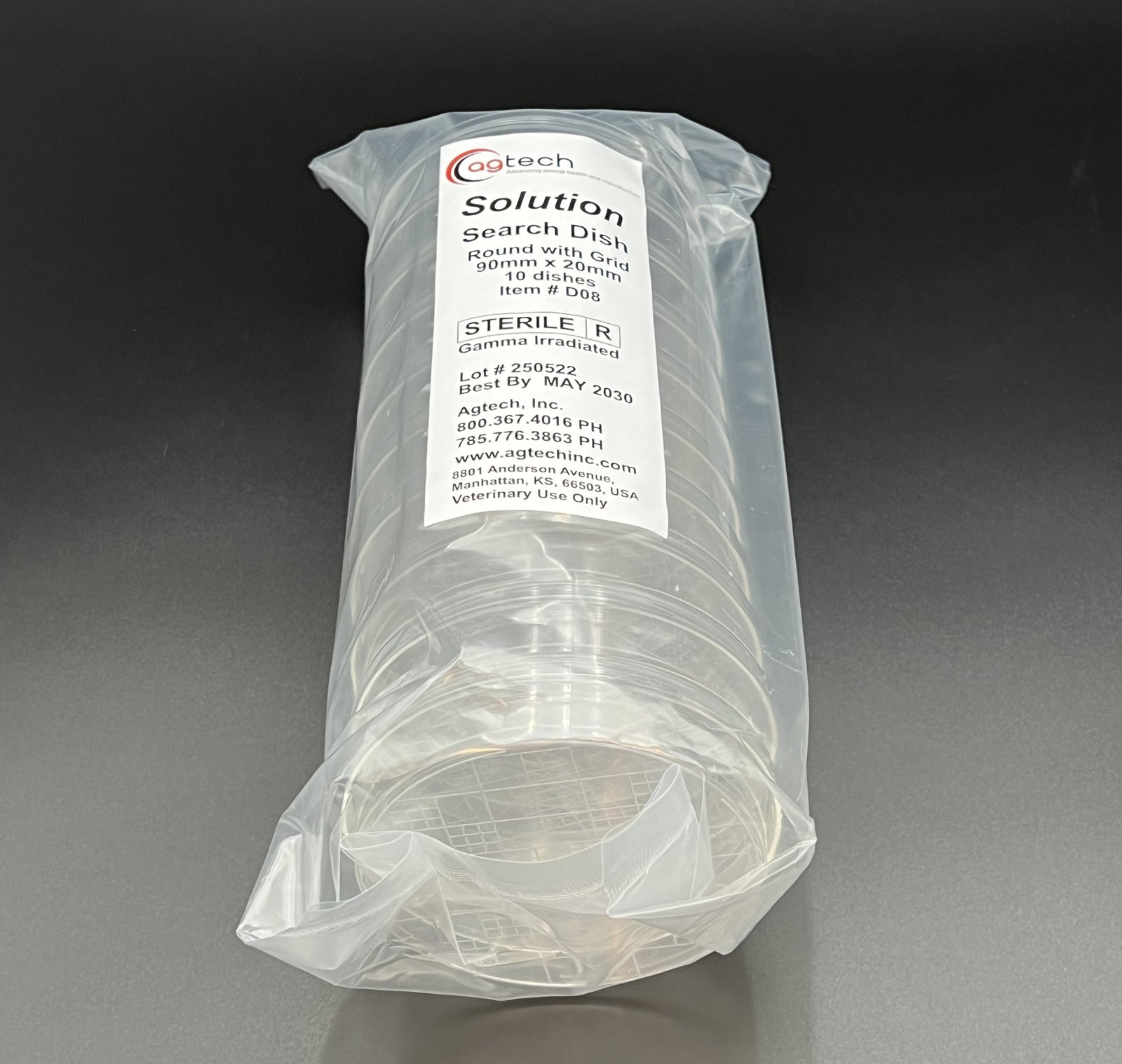 Solution™ Search Dish,w/Lid, Round, Gridded, 90mm x 20mm, 10/pk