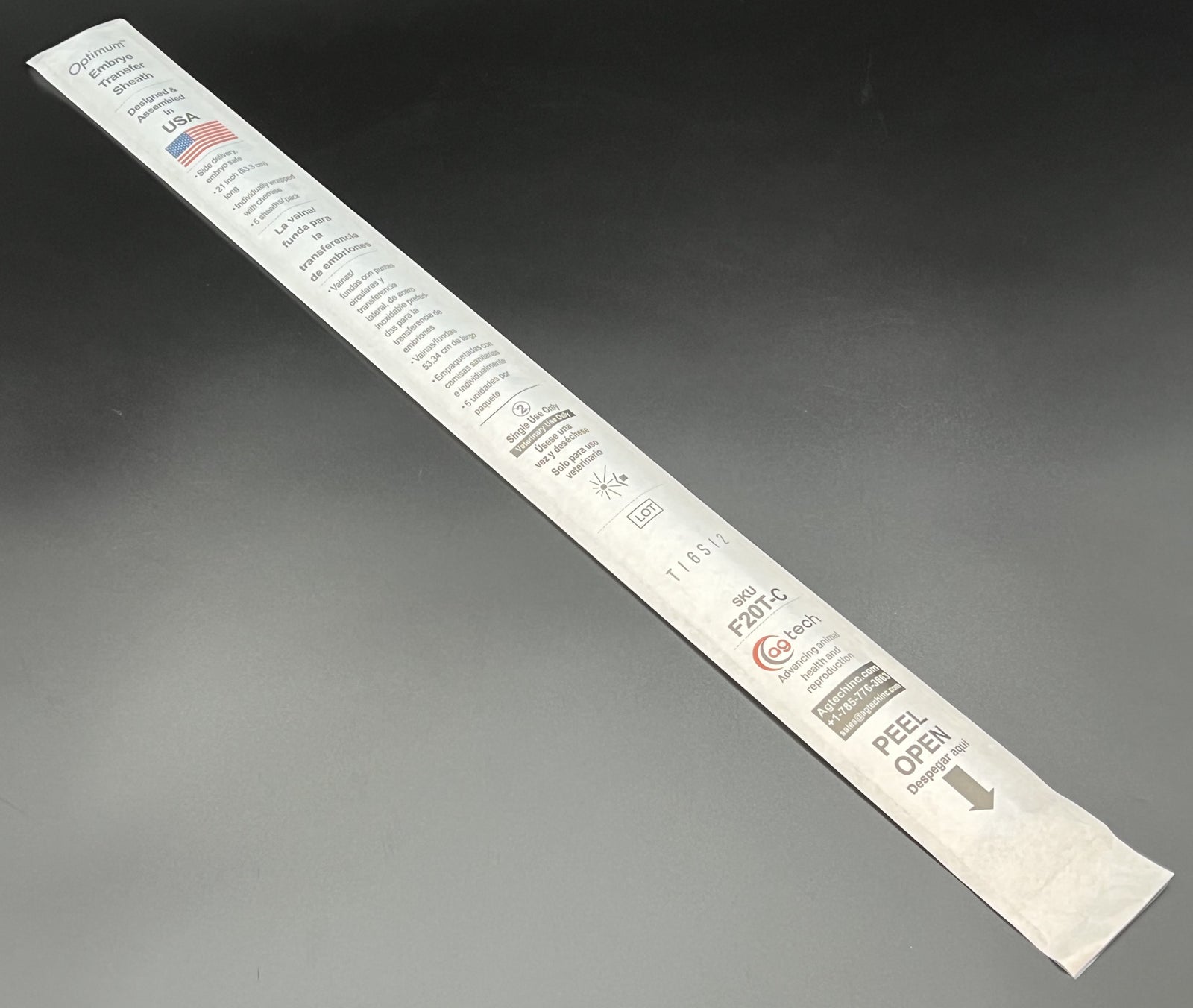 Optimum™ Plastic Tip Transfer Sheath with Chemise, For Bovine, 21 Inch, 5/pk