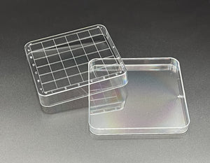 Dish w/Lid, Grid Search, Square, 100mm, Sterile, 10/pk