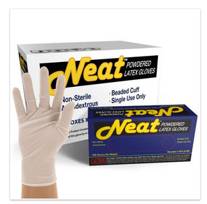Neat™ Gloves, Latex, Lightly Powdered, Medium, 100/Box, Each