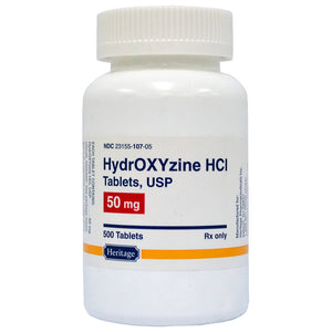 Hydroxyzine HCL Rx, 50 mg X 500 Tablets