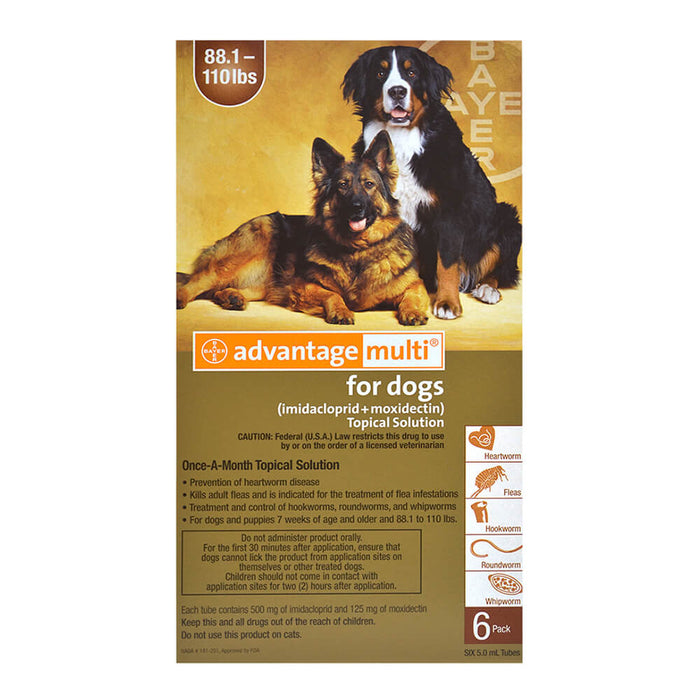 Advantage Multi Rx for Dogs, 88.1-110 lbs (Brown), 6 month
