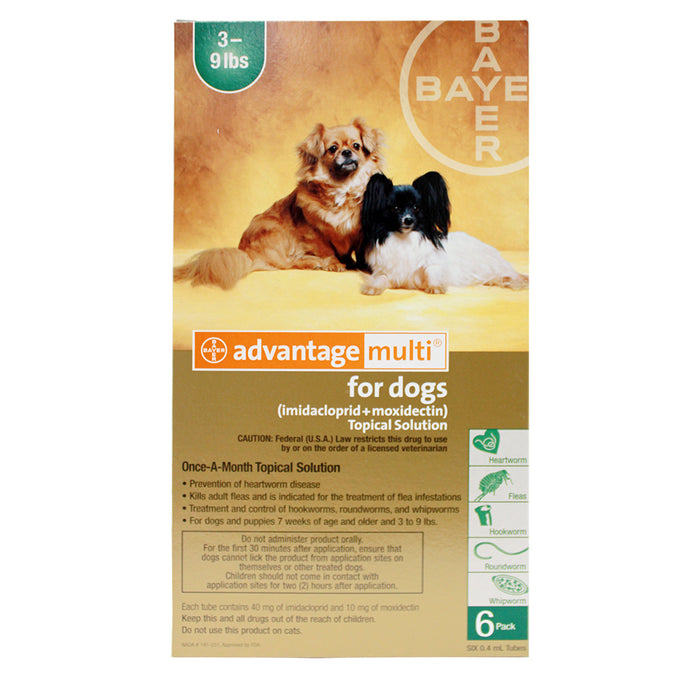 Advantage Multi Rx for Dogs, 3-9 lbs, 6 Month (Green)