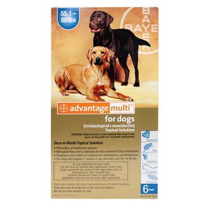 Advantage Multi Rx for Dogs, 55.1-88 lbs, 6 Month (Blue)
