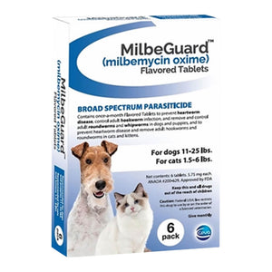 Rx, Milbeguard Dogs 11-25lb, Cat 1.5-6lb, 6pk, Blue