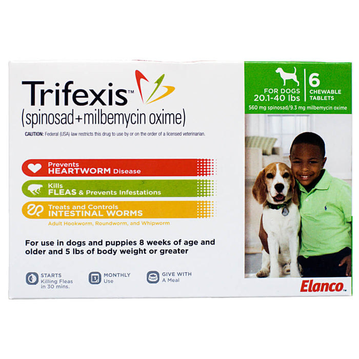 Trifexis Rx, 20.1-40 lbs, 6 month (Green)