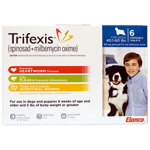 Trifexis Rx, 40.1-60 lbs, 6 month (Blue)