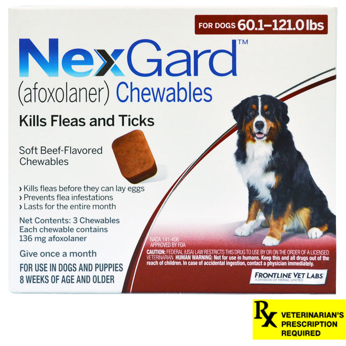 Rx NexGard, Dog 60-121.0lb, 3 month