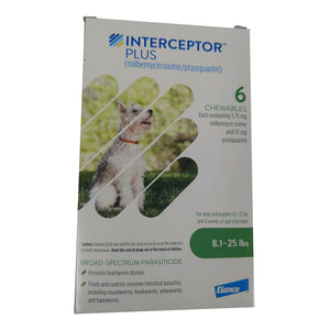 Rx Interceptor Plus 8.1-25 lbs, 5.75 mg x 6 Chew Tabs, Green