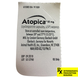 Rx Atopica Green, 10mg, 4-9 lbs Single Capsule