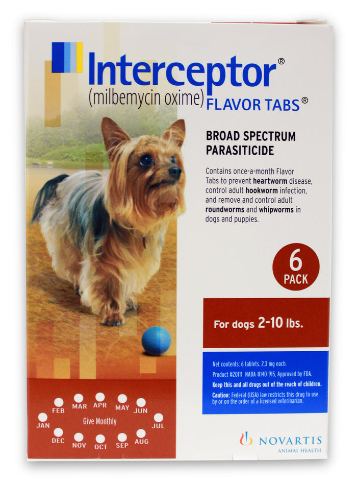 Interceptor Rx, 2-10 lbs Dog, Brown, 6 count