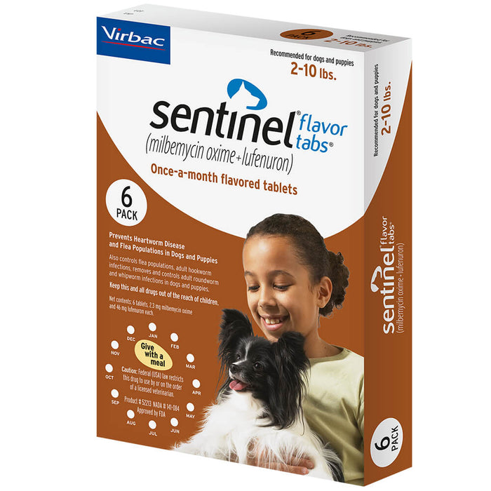 Sentinel  Rx, 2-10 lbs, 6 Month (Brown)