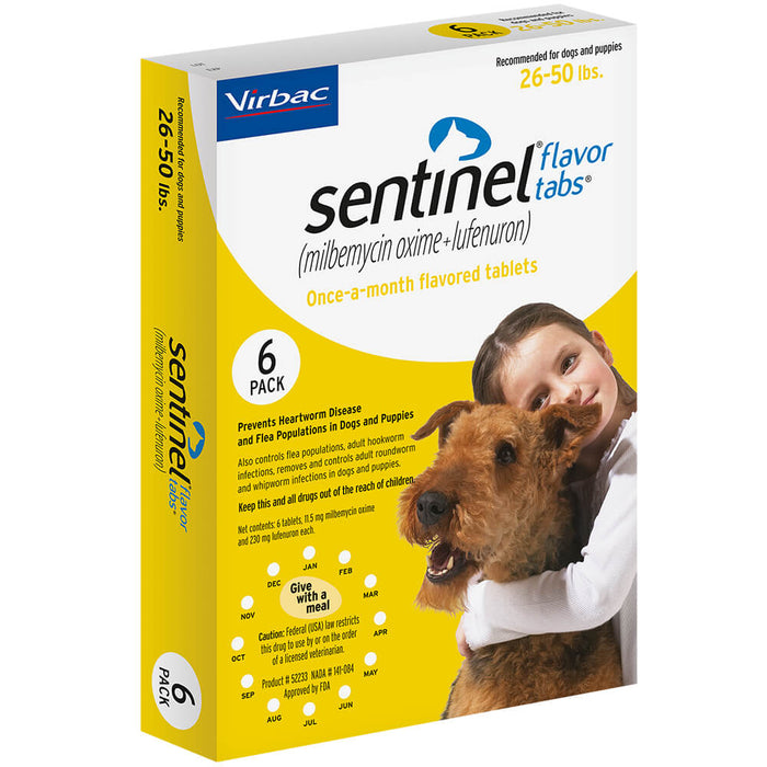 Sentinel Rx, 26-50 lbs, 6 Month (Yellow)