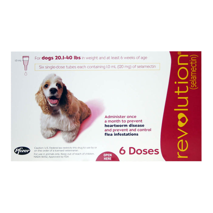 Revolution Rx for Dogs, 20.1-40 lbs, 6 Month (Red) ORM-d