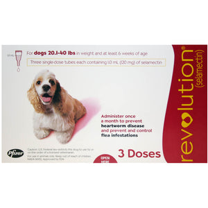 Revolution Rx for Dogs, 20.1-40 lbs, 3 Month (Red) ORM-d