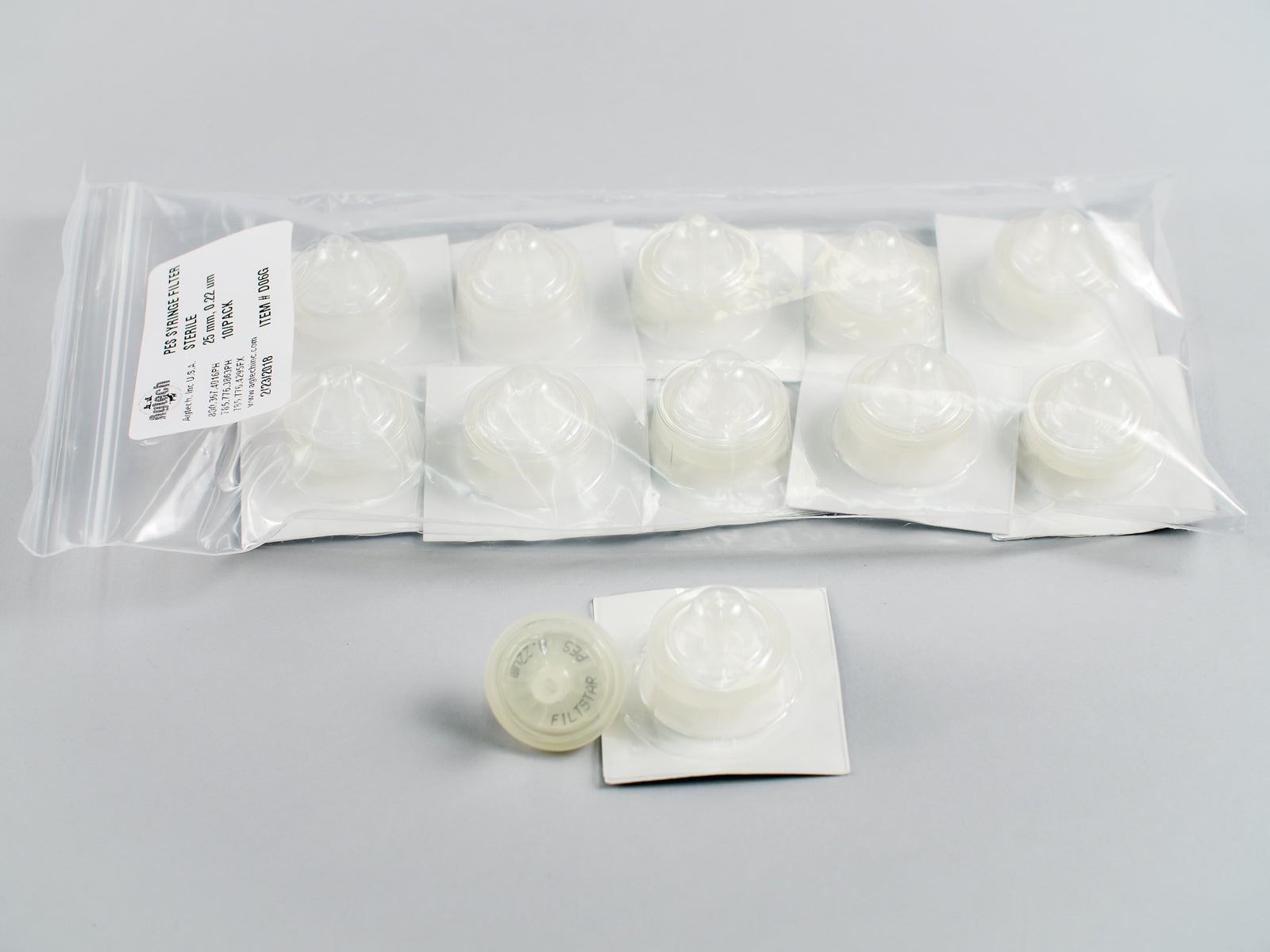 Syringe Filter, Sterile, 25mm Diameter, 0.22um, 10/pk